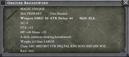 OBSCURE BROADSWORD item card